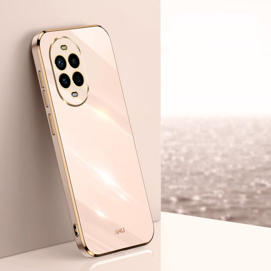 Pour Huawei Nova 13 Pro XINLI Coque de téléphone en TPU à bord doré plaqué 6D (rose)