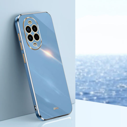 Pour Huawei Nova 13 Pro XINLI Coque de téléphone en TPU à bord doré galvanisé 6D droit (Bleu Céleste)