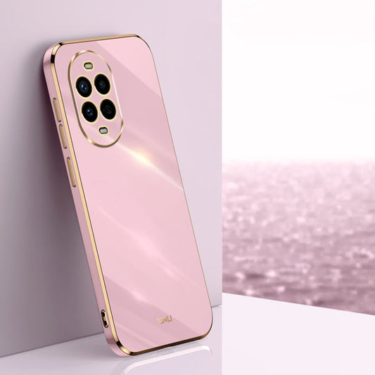 Pour Huawei Nova 13 Pro XINLI Coque de téléphone en TPU plaqué or 6D à bord droit (Violet Cerise)