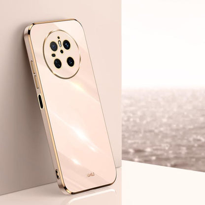 Pour Huawei Mate 70 XINLI Étui de Téléphone en TPU Plaqué Or 6D à Bord Droit (Rose)