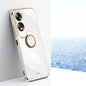 For OPPO A60 4G XINLI Straight Edge 6D Electroplate TPU Phone Case with Ring Holder(White)