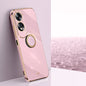 For OPPO A60 4G XINLI Straight Edge 6D Electroplate TPU Phone Case with Ring Holder(Cherry Purple)