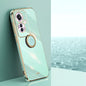 For OPPO Reno11 F XINLI Straight Edge 6D Electroplate TPU Phone Case with Ring Holder(Mint Green)