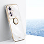 For OPPO Reno11 F XINLI Straight Edge 6D Electroplate TPU Phone Case with Ring Holder(White)