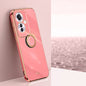For OPPO Reno11 F XINLI Straight Edge 6D Electroplate TPU Phone Case with Ring Holder(Hawthorn Red)