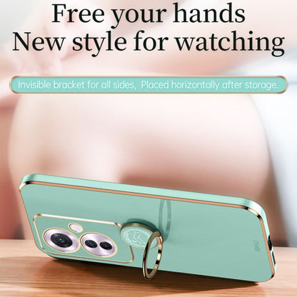 For OPPO Reno11 F XINLI Straight Edge 6D Electroplate TPU Phone Case with Ring Holder(Cherry Purple)