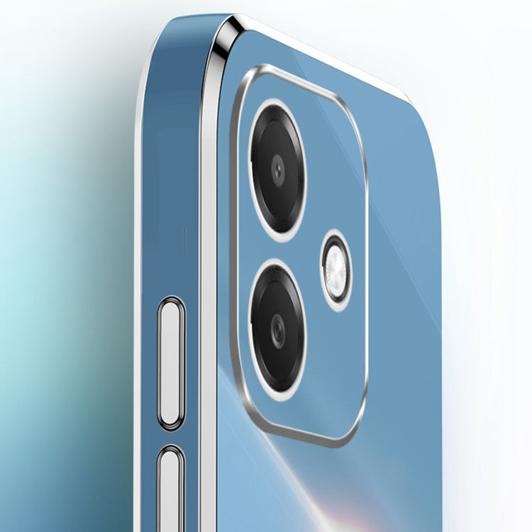 Pour coque de téléphone en TPU à bords droits 6D galvanisés XINLI avec support annulaire pour OPPO A3 5G Inde (Bleu Céleste)
