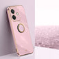 Pour OPPO A3 5G Inde XINLI Étui de téléphone en TPU à bords droits 6D galvanisé avec support annulaire (violet cerise)