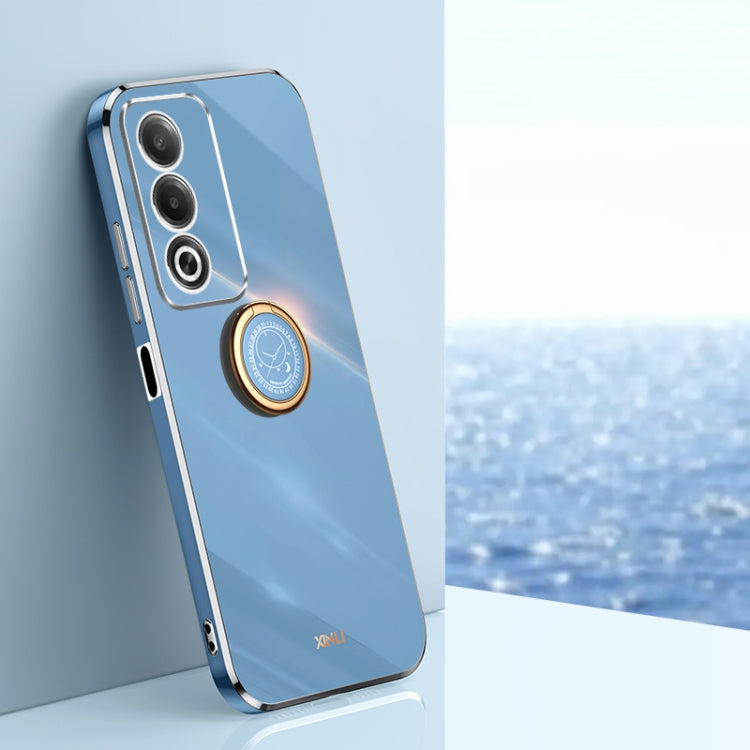 For OPPO A3 Pro India XINLI Straight Edge 6D Electroplate TPU Phone Case with Ring Holder(Celestial Blue)