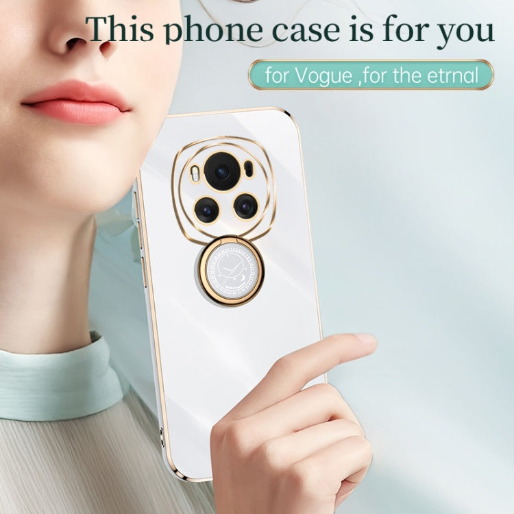For Honor Magic6 5G XINLI Straight 6D Plating Gold Edge TPU Shockproof Case with Ring Holder(Mint Green)