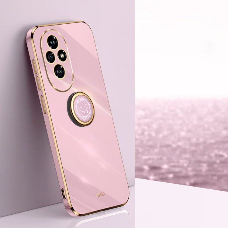 Étui Antichoc en TPU For Honor 200 XINLI Droit 6D Plaquage Bord Doré avec Anneau Support (Violet Cerise)