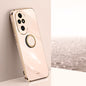 For Honor 200 Pro XINLI Straight 6D Plating Gold Edge TPU Shockproof Case with Ring Holder(Pink)