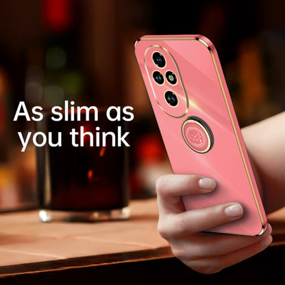 For Honor 200 Pro XINLI Straight 6D Plating Gold Edge TPU Shockproof Case with Ring Holder(Hawthorn Red)
