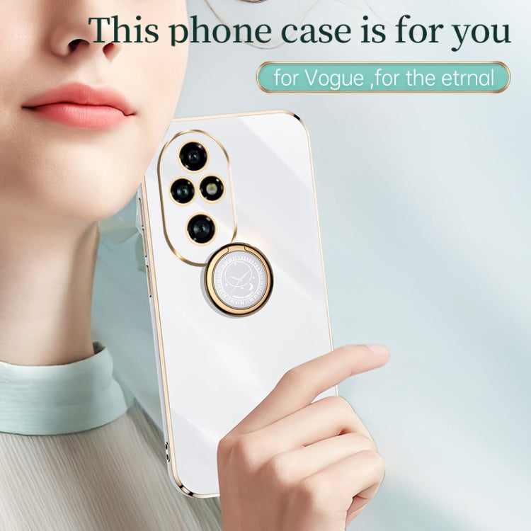 For Honor 200 Pro XINLI Straight 6D Plating Gold Edge TPU Shockproof Case with Ring Holder(Hawthorn Red)