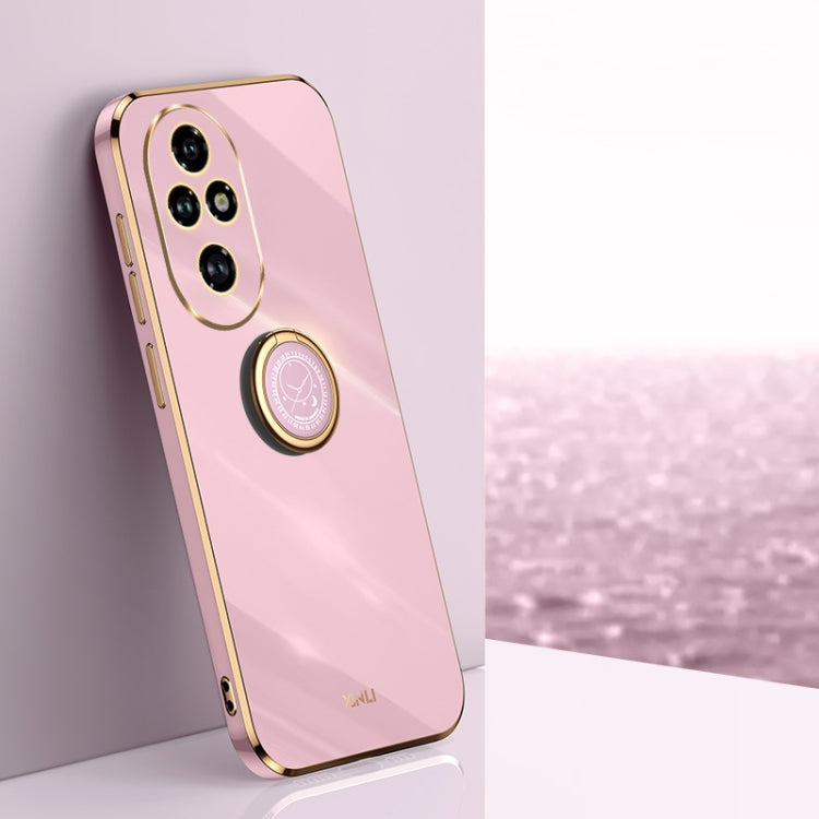 For Honor 200 Pro XINLI Straight 6D Plating Gold Edge TPU Shockproof Case with Ring Holder(Cherry Purple)