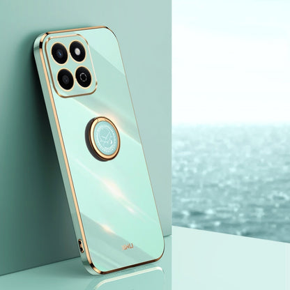 For Honor Play 60 Plus XINLI Straight 6D Plating Gold Edge TPU Shockproof Case with Ring Holder(Mint Green)