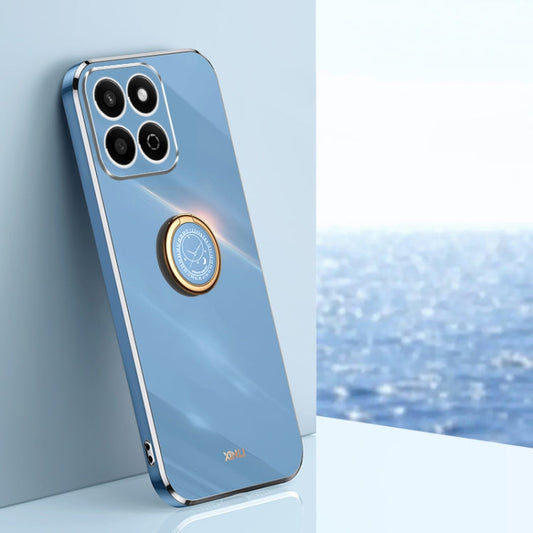For Honor Play 60 Plus XINLI Straight 6D Plating Gold Edge TPU Shockproof Case with Ring Holder(Celestial Blue)