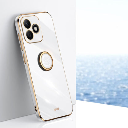 Étui antichoc en TPU plaqué or 6D droit XINLI pour For Honor X60i avec support de bague (blanc)