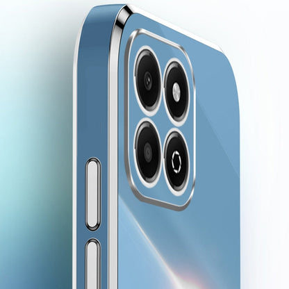 For Honor X6b XINLI Straight 6D Plating Gold Edge TPU Shockproof Case with Ring Holder(Celestial Blue)