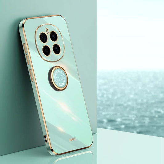 Pour Honor Magic7 XINLI Coque antichoc en TPU plaqué or 6D droit avec support anneau (vert menthe)