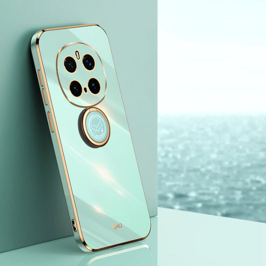 Pour Honor Magic7 Pro Étui antichoc en TPU à bord doré plaqué 6D XINLI avec support annulaire (vert menthe)