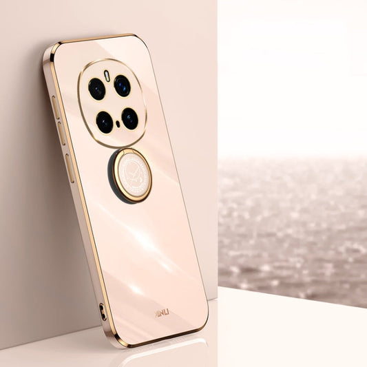 Pour Honor Magic7 Pro XINLI Coque antichoc en TPU plaqué or 6D avec anneau (rose)