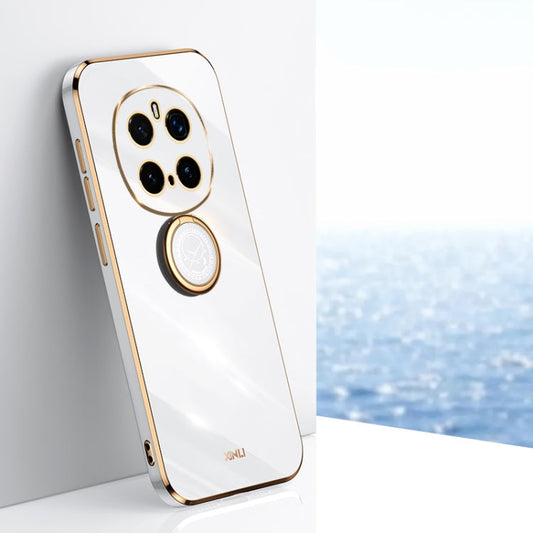 Pour Honor Magic7 Pro XINLI Coque antichoc en TPU plaquée or 6D avec anneau (Blanc)