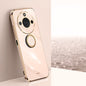 Coque antichoc en TPU plaqué or 6D droit XINLI pour Honor X60 avec support d'anneau (rose)
