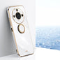 For Honor X60 XINLI Straight 6D Plating Gold Edge TPU Shockproof Case with Ring Holder(White)