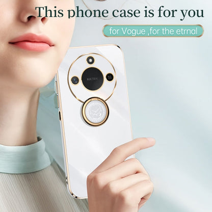 For Honor X60 XINLI Straight 6D Plating Gold Edge TPU Shockproof Case with Ring Holder(White)