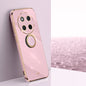 For Honor X60 Pro XINLI Straight 6D Plating Gold Edge TPU Shockproof Case with Ring Holder(Cherry Purple)