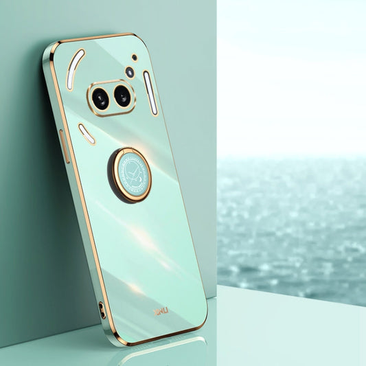 Pour Nothing Phone 2A XINLI Coque de téléphone en TPU électrolytique 6D à bords droits avec support de bague (vert menthe)