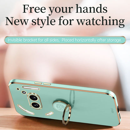 Pour Nothing Phone 2A XINLI Coque de téléphone en TPU électrolytique 6D à bords droits avec support de bague (vert menthe)