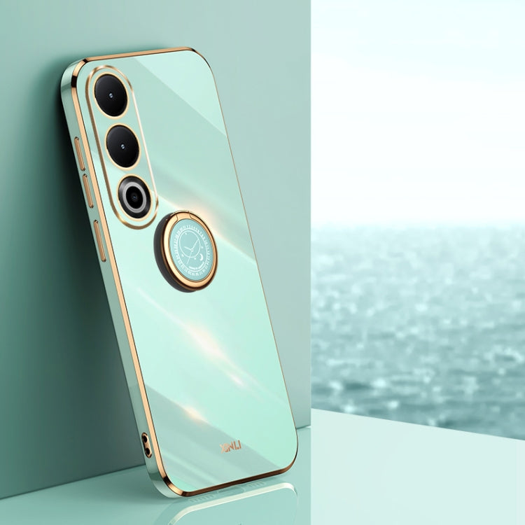 Pour coque de téléphone en TPU électrolytique 6D à bords droits XINLI pour OnePlus Ace 3V avec support d'anneau (vert menthe)