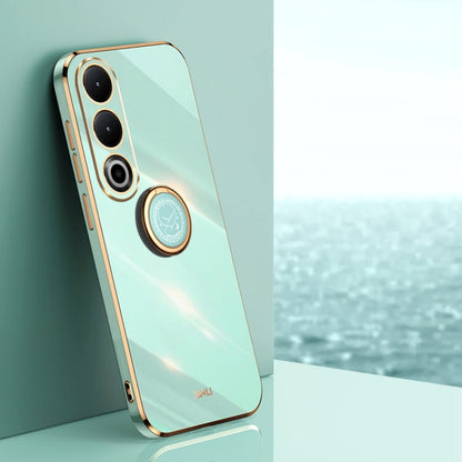 Pour coque de téléphone en TPU électrolytique 6D à bords droits XINLI pour OnePlus Ace 3V avec support d'anneau (vert menthe)