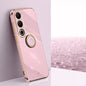 Pour l'étui de téléphone en TPU électrolytique 6D à bords droits XINLI pour OnePlus Ace 3V avec support annulaire (violet cerise)