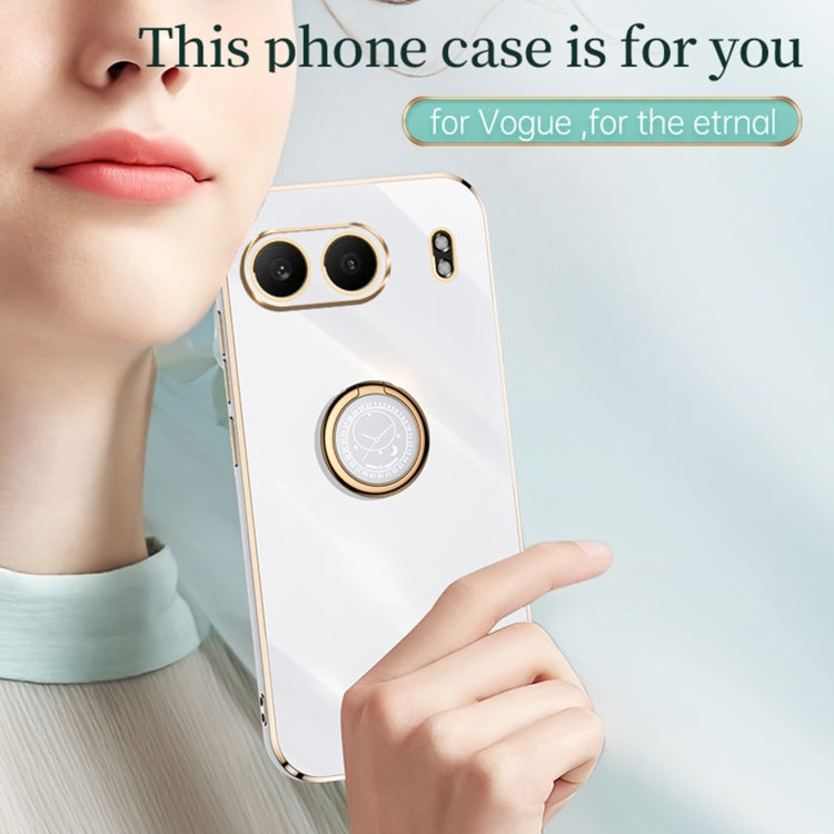 For OnePlus Nord 4 XINLI Straight Edge 6D Electroplate TPU Phone Case with Ring Holder(Celestial Blue)