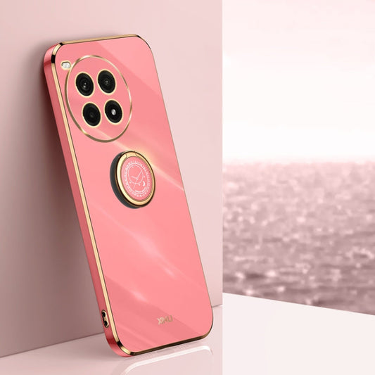 Pour étui de téléphone en TPU électrolytique 6D à bords droits OnePlus Ace 3 Pro XINLI avec support annulaire (rouge aubépine)