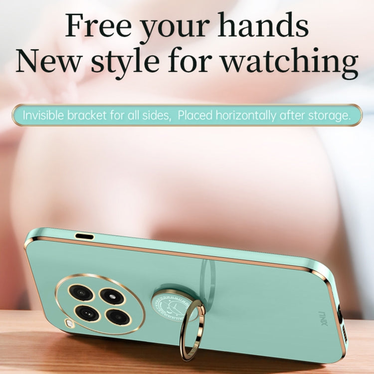 For OnePlus Ace 3 Pro XINLI Straight Edge 6D Electroplate TPU Phone Case with Ring Holder(Hawthorn Red)