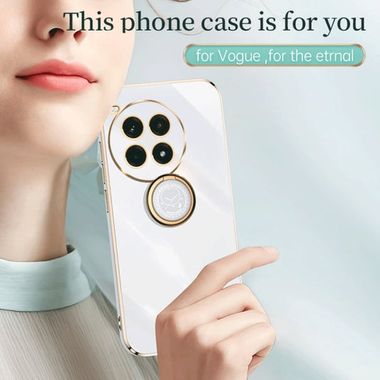 For OnePlus Ace 3 Pro XINLI Straight Edge 6D Electroplate TPU Phone Case with Ring Holder(Celestial Blue)