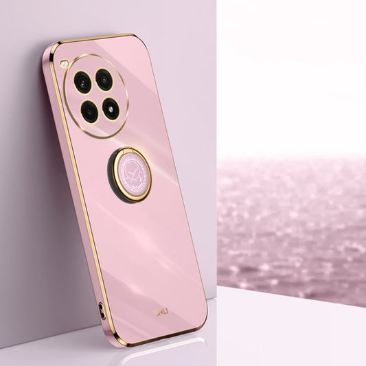 Pour la coque de téléphone en TPU électrolytique 6D à bords droits XINLI pour OnePlus Ace 3 Pro avec support de bague (violet cerise)