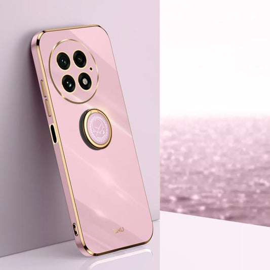 Pour l'étui de téléphone en TPU électrolytique 6D à bord droit XINLI pour OnePlus 13 avec porte-anneau (Violet cerise)