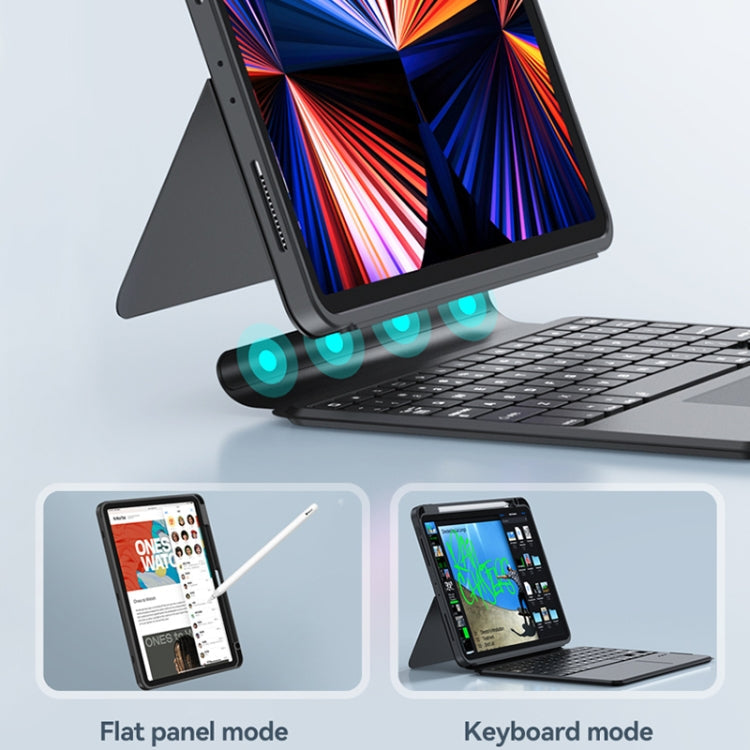 For iPad Pro 12.9 ZGA K01 Wireless Bluetooth Magnetic Keyboard Tablet Leather Case(Black)