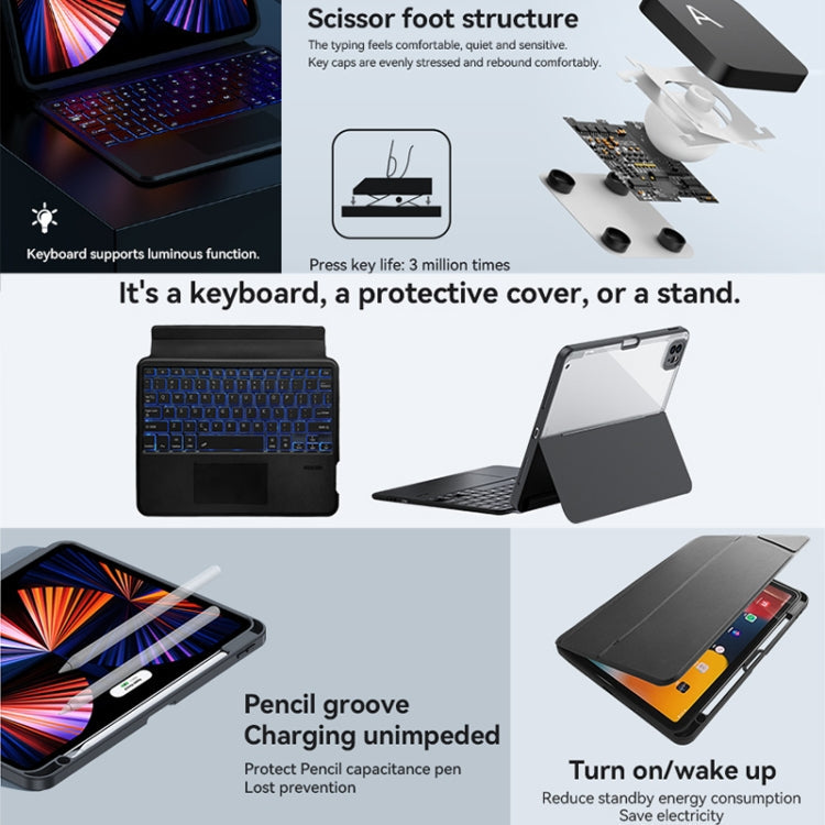 For iPad Pro 11 ZGA K01 Wireless Bluetooth Magnetic Keyboard Tablet Leather Case(Black)