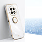 For Realme 12 5G XINLI Straight Edge 6D Electroplate TPU Phone Case with Ring Holder(White)