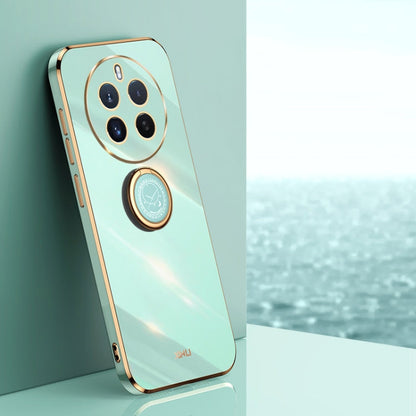 Pour étui de téléphone en TPU XINLI Straight Edge 6D Electroplate avec support de bague pour Realme 12+ (Vert menthe)