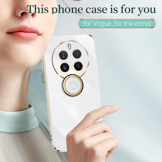 For Realme 12 Pro+ XINLI Straight Edge 6D Electroplate TPU Phone Case with Ring Holder(White)