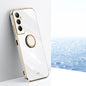 For Realme C65 XINLI Straight Edge 6D Electroplate TPU Phone Case with Ring Holder(White)