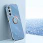 For Realme C65 XINLI Straight Edge 6D Electroplate TPU Phone Case with Ring Holder(Celestial Blue)