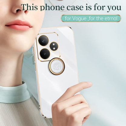 For Realme GT Neo6 XINLI Straight Edge 6D Electroplate TPU Phone Case with Ring Holder(Hawthorn Red)